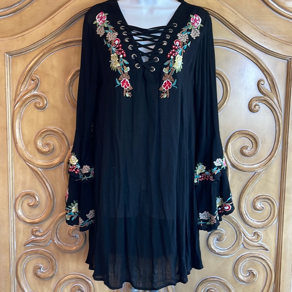 Scrap Work Gauze Embroidered Dress
